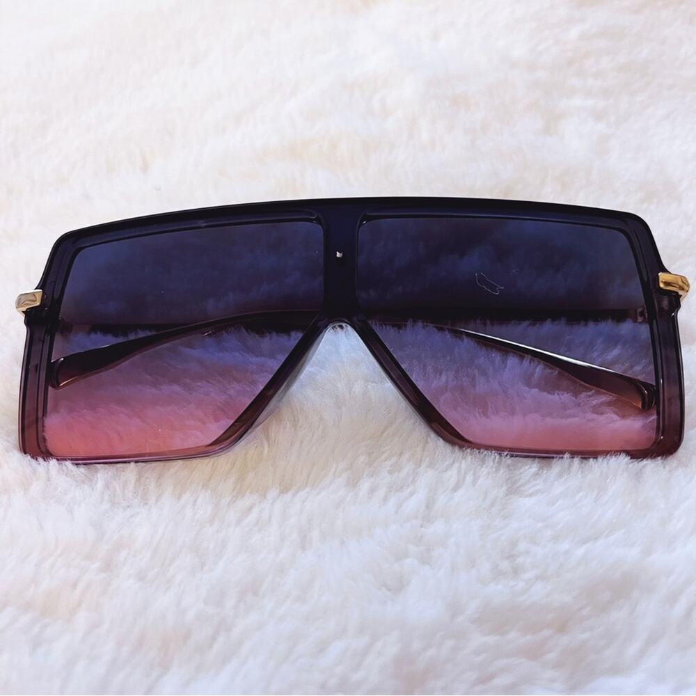 Ariel Blue & Pink Rectangle Full Frame Sunglasses